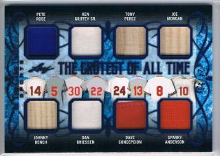 2019 Leaf In The Game Johnny Bench Perez Pete Rose Morgan 8x Jersey Bat /30