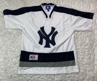 Starter Yankees Vintage Jersey Shirt White Mens Size Large L