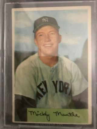 1954 Bowman Mickey Mantle 65 Baseball Card BVG 4.  5 VG - EX 2