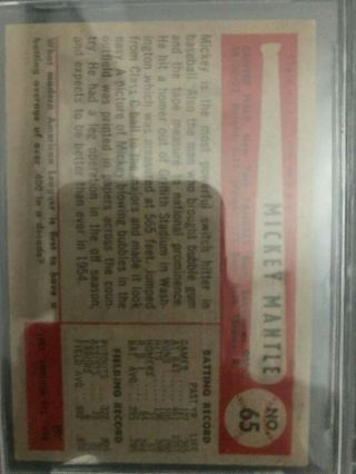1954 Bowman Mickey Mantle 65 Baseball Card BVG 4.  5 VG - EX 4