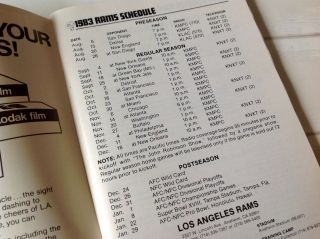 1983 LOS ANGELES RAMS NFL MEDIA PRESS GUIDE HELMET SKYLINE COVER WITH 128 PAGES 2