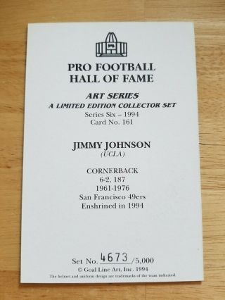 Jimmy Johnson Autographed Signed Goal Line Art Card 2