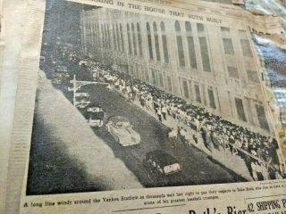 Babe Ruth Newspaper Photo Memorabilia/BABE RUTH DIES/Aug.  17/18,  1948 5