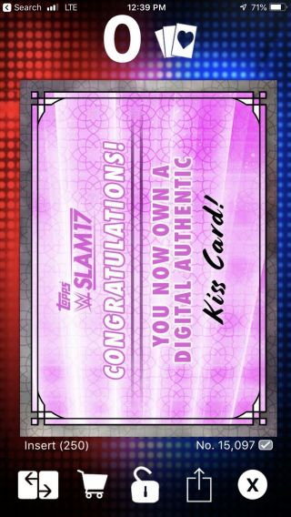 Topps WWE Slam Digital Mickie James Digital Kiss Signature Card 250cc 2
