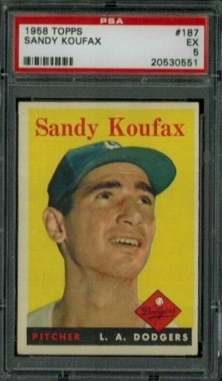 1958 Topps Sandy Koufax 187 Psa 5 Ex Dodgers Hof