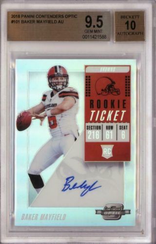 2018 Panini Contenders Optic 101 Baker Mayfield Rc Gem Bgs 9.  5 10 Auto