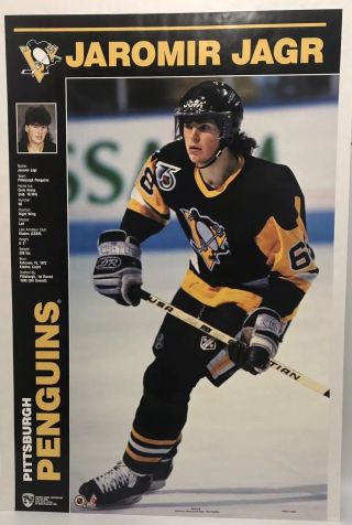 1992 Pittsburg Penguins Jaromir Jagr Large Hocky Poster Made In Canada