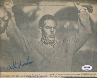 Otto Graham Signed 8x10 Newspaper Page Autograph Auto Psa/dna Ae12205