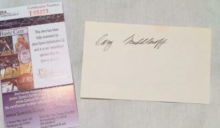 Cary Middlecoff Signed / Autographed 3x5 / Index Card - Jsa - 1955 Masters