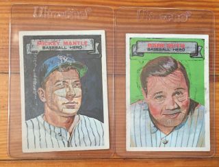 1967 Topps Who Am I Cards Babe Ruth,  Mickey Mantle Great Hall Of Fame