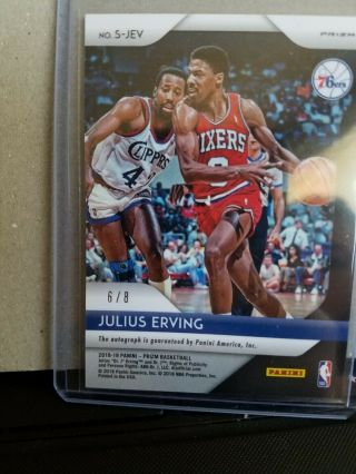 2018 - 19 Panini Prizm Choice Auto Green Julius Erving 6/8 Jersey Number 1/1 76ers 2