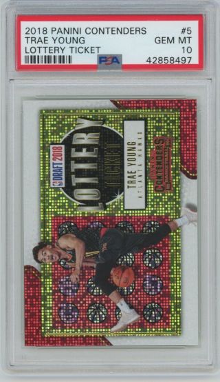 2018 - 19 Contenders Lottery Ticket 5 Trae Young Psa 10 Gem Card