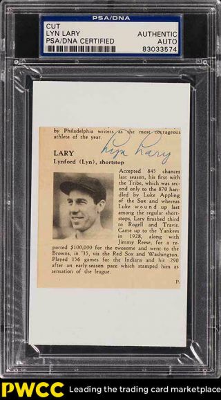 Lyn Lary Signed Autographed Cut Card Auto Psa/dna Auth (pwcc)
