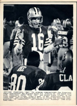 1986 Ap Laser Press Photo - Joe Montana San Francisco 49ers Quarterback