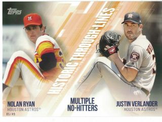 2019 Topps Historic 5x7 05/49 Nolan Ryan Justin Verlander Houston Astros