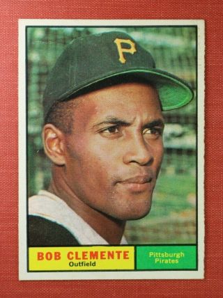 ∎ 1961 Topps Baseball Card Roberto Clemente 388 Outstanding Card