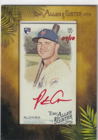 Pete Alonso 2019 Topps Allen And Ginter Mini Framed Red Auto Autograph Rc 9/10