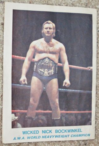 Vtg 1976 Champ Nick Bockwinkel Autograph Hand Signed On A.  W.  A.  Wrestling Program