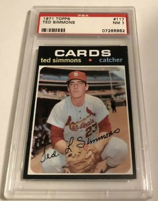 1971 Topps 117 Ted Simmons St.  Louis Cardinals Rc Rookie Psa 7 Centered Hof??