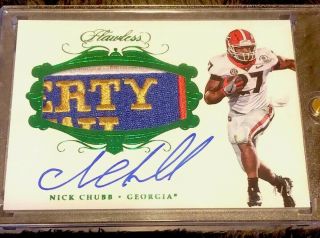 Nick Chubb 2018 Panini Flawless 4 Color Rpa Rookie Auto /5 One Of A Kind Patch