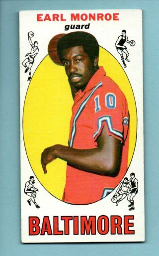 Sharp 1969 - 70 Topps 80 Earl Monroe Rookie Card - York Knicks Bullets Hof Rc