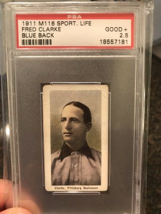 1910 - 11 M116 Sporting Life Fred Clarke Blue Back Psa 2.  5 Good,  Old Label
