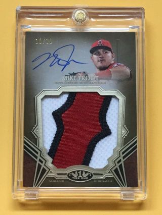 2019 Tier One Prodigious Jumbo Patch Autograph Mike Trout Auto 10/10