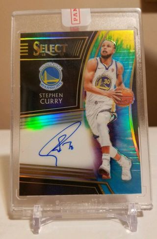 2018 - 19 Panini Select Basketball Stephen Curry Tie Dye Auto 09/25 Encased.