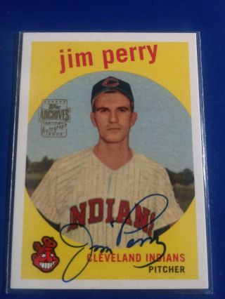 1959 Topps Archive 542 2001 Rp - Jim Perry Certified Autograph Issue