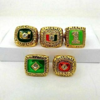 5pc 2001 1991 1989 1987 1983 Miami Hurricanes National Championship Ring