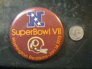 Vintage Jan.  14,  1973 Washington Redskins Bowl Vii Hat Pin 3 1/2 " Exmt