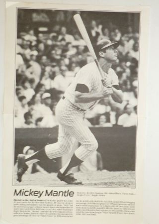 Ted Williams Mickey Mantle Paper Photo Poster Foldouts 11 X 17
