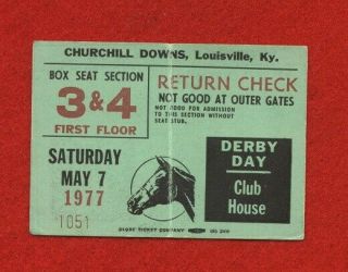 1977 Kentucky Derby,  Seattle Slew,  Triple Crown Clubhouse Horse Racing Ticket