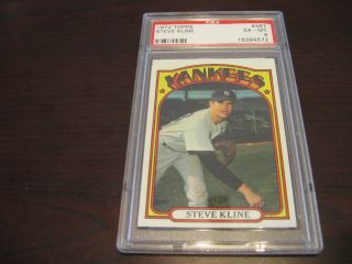 1972 Topps 467 N.  Y.  Yankees Steve Kline Psa Graded Ex Mt 6