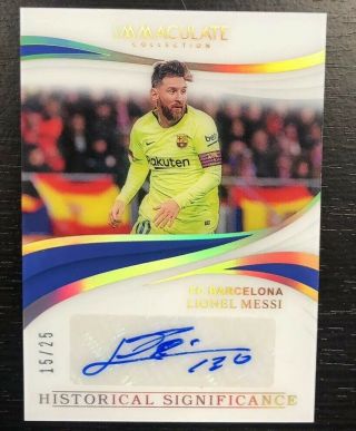 Lionel Messi 2018 - 19 Immaculate Soccer Historical Sig Fcb Autograph Auto 15/25
