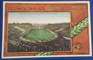 Vintage Los Angeles Olympics Stadium Japan Postcard California Usa Olympiad Xth