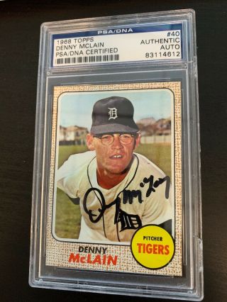 Denny Mcclain Signed 1968 Topps Psa Detroit Tigers Autographed 40