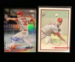 2 Jack Flaherty 2018 Rookie Cards:topps Chrome Autograph Hmt28/topps Card 22