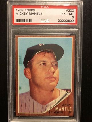 1962 Topps Mickey Mantle 200,  Psa 6 Well Centered &