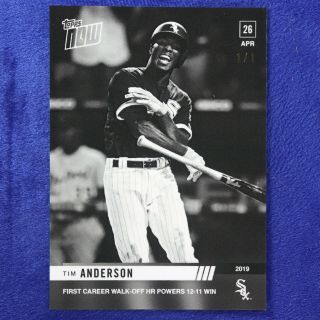 2019 Topps Now B/w Card 141bw: Chicago White Sox Tim Anderson (in - Hand) 1/1