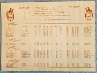 1951 ST LOUIS BROWNS Tri - Fold Pamphlet Roster Schedule,  AL Golden Anniversary 2