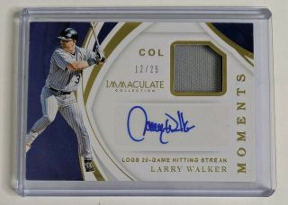 2019 Immaculate Moments Auto Patch Larry Walker 12/25 20 Game Hitting Streak