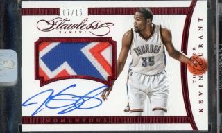 Kevin Durant " T " Signed Red Flawless /15 Game Autographed Jersey Patch Auto