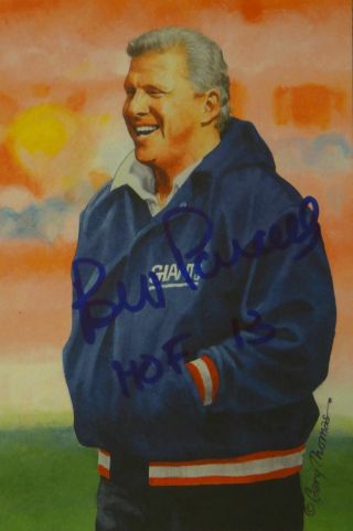 Bill Parcells Hof Autographed York Giants Goal Line Art Card - Jsa W Auth