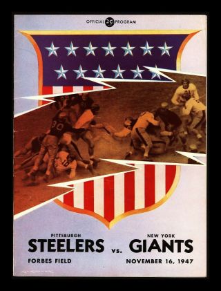 Vintage 1947 " Pittsburgh Steelers Vs York Giants " Football Program