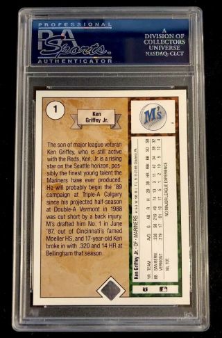 1989 Upper Deck Ken Griffey Seattle Mariners 1 Baseball Card PSA 9 2