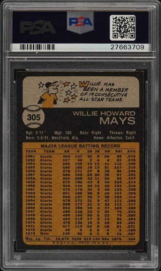 1973 Topps Willie Mays 305 PSA 9 (PWCC) 2