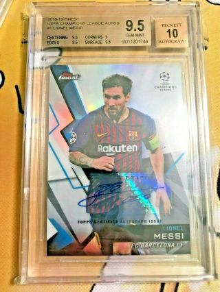 Lionel Messi 2018 - 19 Topps Finest Auto Refractor Sp Barcelona Bgs 9.  5/10