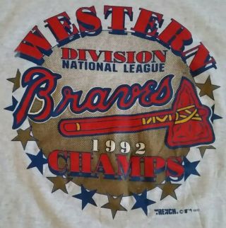 Atlanta Braves Western Division National League 1992 Champs Vintage T - Shirt
