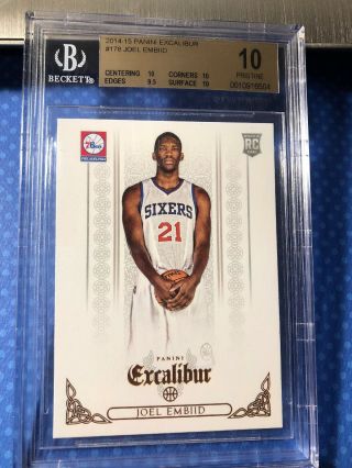 2014/15 Panini Excalibur Joel Embiid 178 76ers Rookie Rc Philly Bgs 10 Pristine